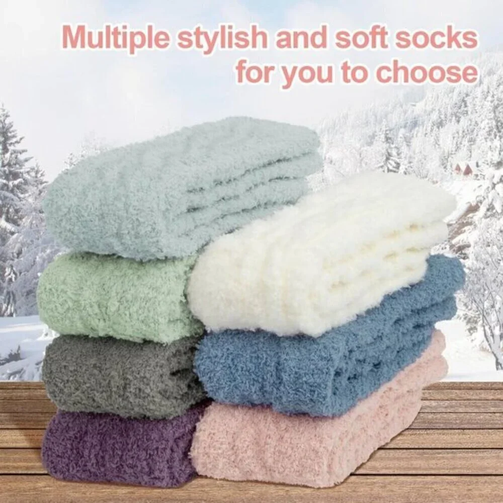7-Pair Women’s Fuzzy Socks Cozy Warm Fluffy Christmas Gift Set